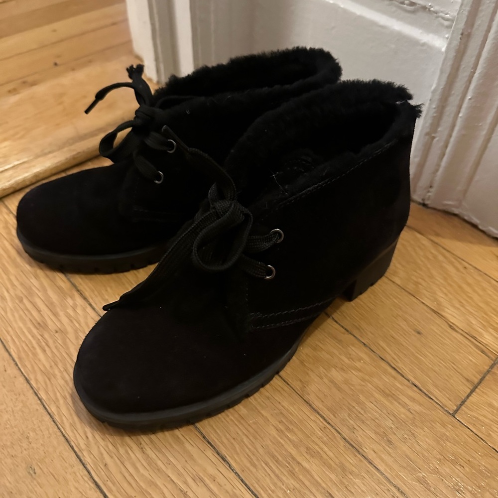 Black Prada fur booties